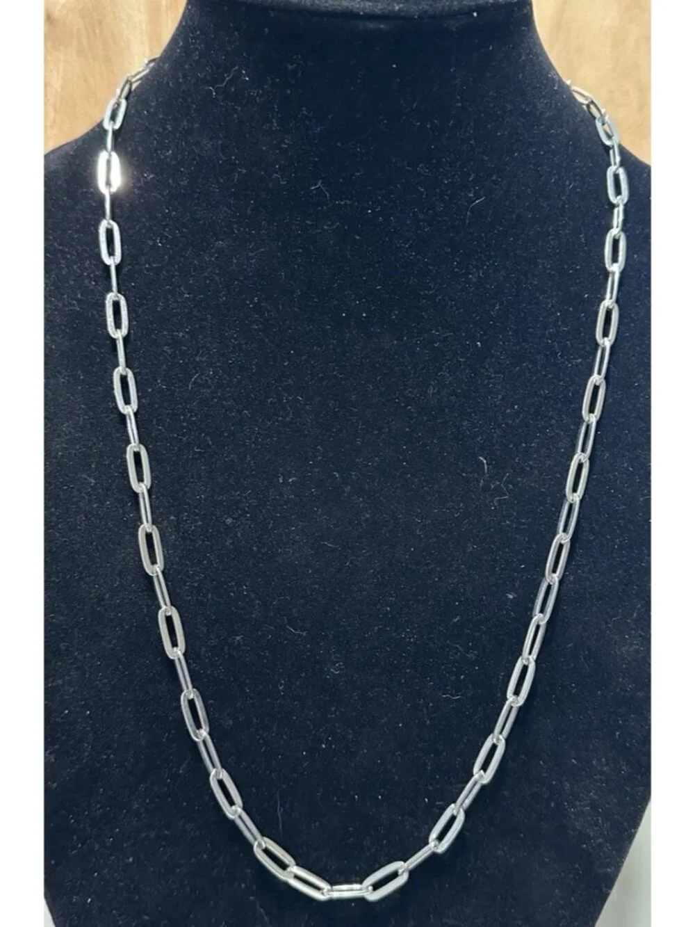 Silver Tone paperclip link chain necklace 26” Men Woman Unisex